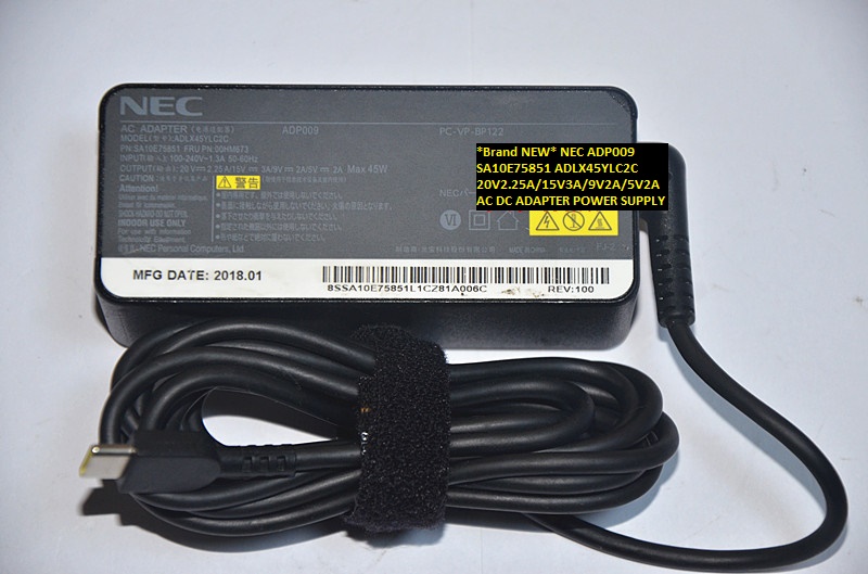 *Brand NEW* ADLX45YLC2C ADP009 SA10E75851 NEC 20V2.25A/15V3A/9V2A/5V2A AC DC ADAPTER POWER SUPPLY